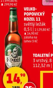 Pivo světlý ležák 11° Medium Velkopopovický Kozel