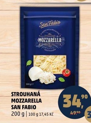 Sýr Mozzarella strouhaná San Fabio