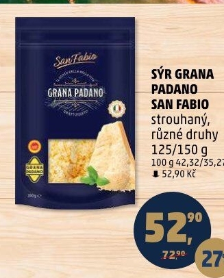 Sýr strouhaný Grana Padano San Fabio