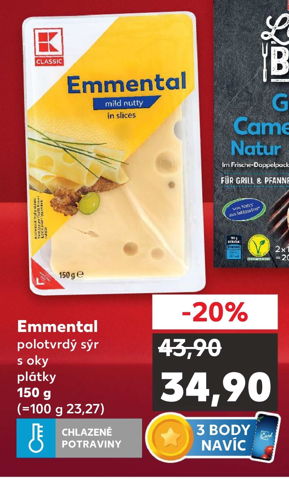 Emmental polotvrdý sýr s oky plátky 150 g