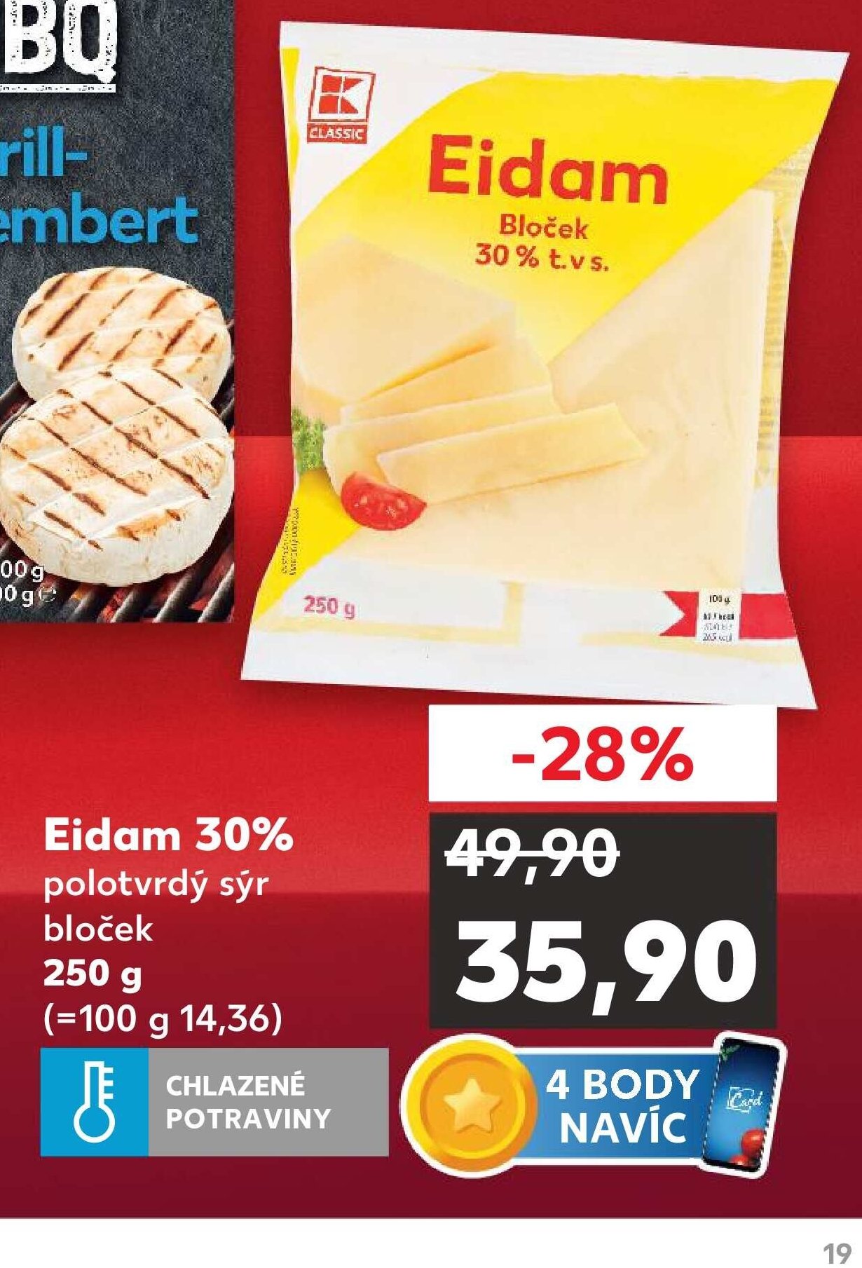 Eidam 30% polotvrdý sýr bloček 250 g