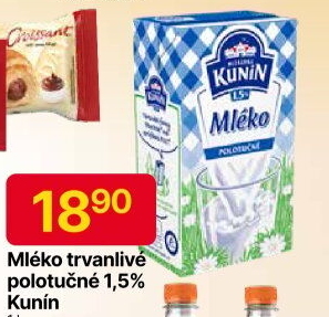Mléko trvanlivé Mlékárna Kunín - 1,5% polotučné