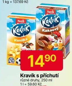 Nápoj mléko ochucené Kravík Tatra