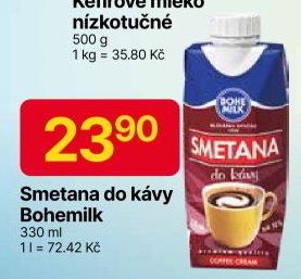 Smetana do kávy Bohemilk
