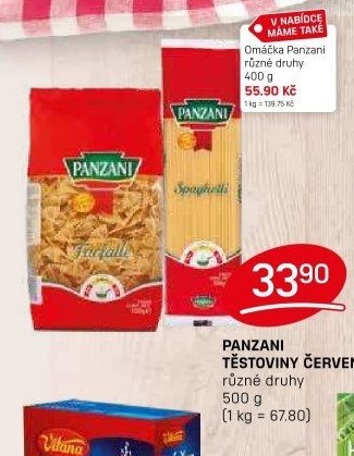 Panzani těstoviny červené různé druhy 500 g