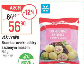 Bramborové knedlíky s uzeným masem mražené Váš Výběr