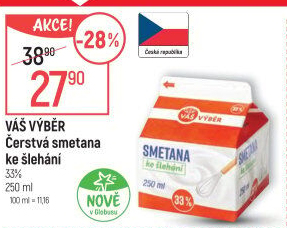 Čerstvá smetana ke šlehání 33 % Váš Výběr