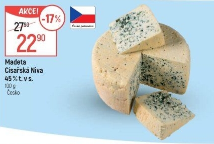Sýr Niva Císařská 45 % Madeta