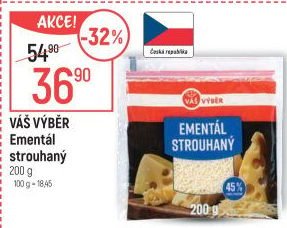Sýr Ementál strouhaný Váš Výběr
