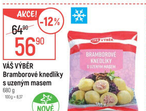 Bramborové knedlíky s uzeným masem mražené Váš Výběr