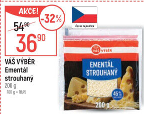 Sýr Ementál strouhaný Váš Výběr
