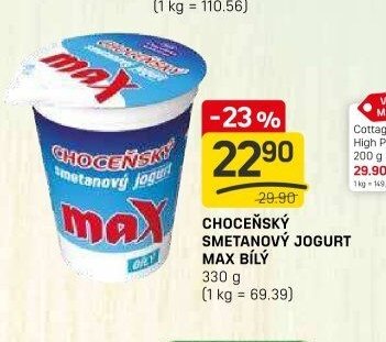CHOCEŇSKÝ SMETANOVÝ JOGURT MAX BÍLÝ