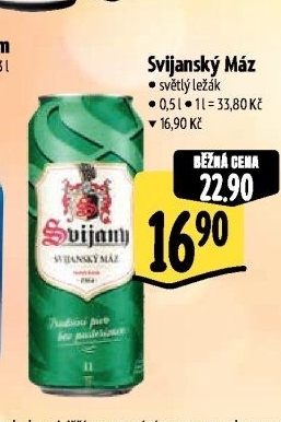 Pivo světlý ležák 11° Svijanský Máz Svijany