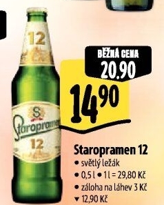 Pivo světlý ležák 12° Staropramen
