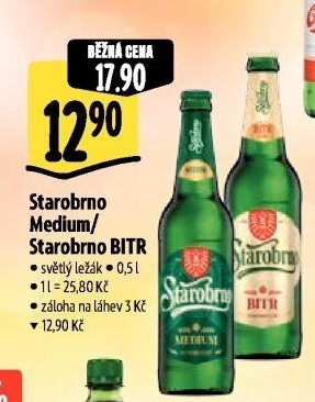 Pivo světlý ležák Bitr Starobrno