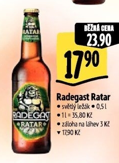 Pivo světlý ležák Ratar Radegast