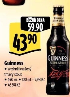 Pivo tmavý ležák Extra Stout Guinness