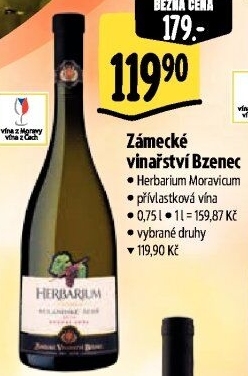 Vína Herbarium Moravicum Zámecké vinařství Bzenec - pozdní sběr