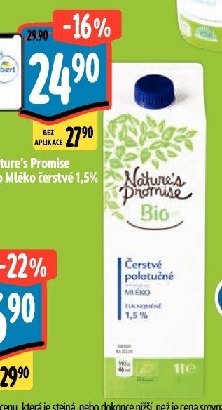 Mléko čerstvé bio Nature'