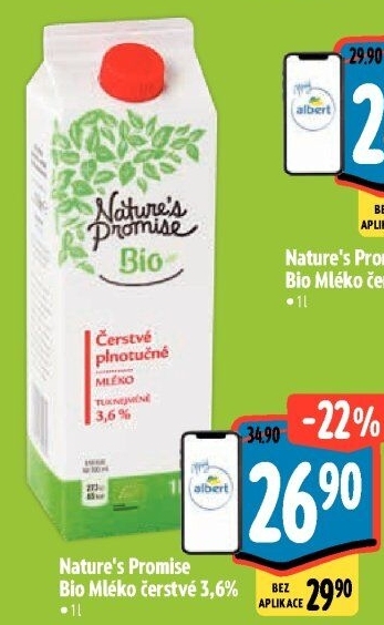Mléko čerstvé bio Nature'
