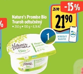 Tvaroh odtučněný bio Nature'