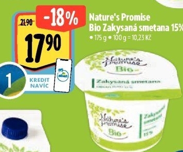 Zakysaná smetana 15% bio Nature'