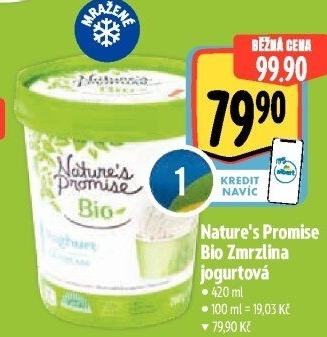 Zmrzlina jogurtová v kelímku bio Nature'