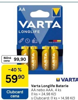 Baterie alkalické Longlife Varta