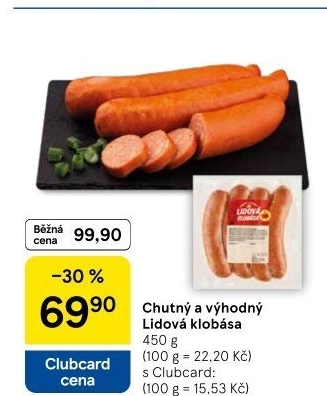 Klobása Lidová Chutný a výhodný