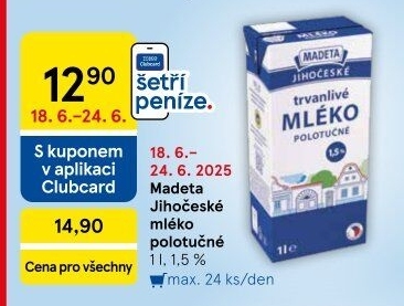 Mléko trvanlivé Jihočeské Madeta - 1,5% polotučné