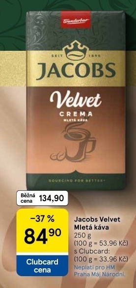 Mletá káva Jacobs Velvet Crema