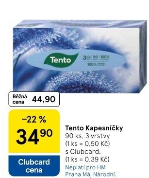 Papírové kapesníčky 3vrstvé Tento - box