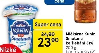 Smetana ke šlehání Mlékárna Kunín 31%