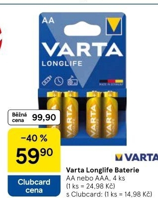 Baterie alkalické Longlife Varta