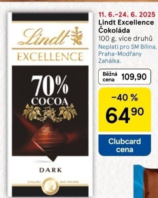 Čokoláda Excellence Lindt