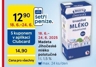 Mléko trvanlivé Jihočeské Madeta - 1,5% polotučné