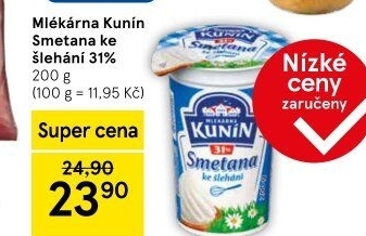 Smetana ke šlehání Mlékárna Kunín 31%