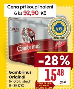 Pivo světlé výčepní Originál 10° Gambrinus