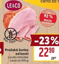 Šunka pražská od kosti nejvyšší jakosti LE&