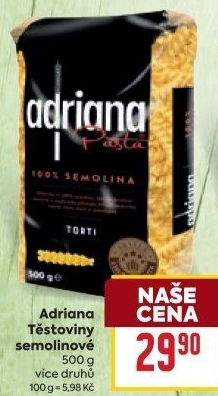Těstoviny semolinové Adriana