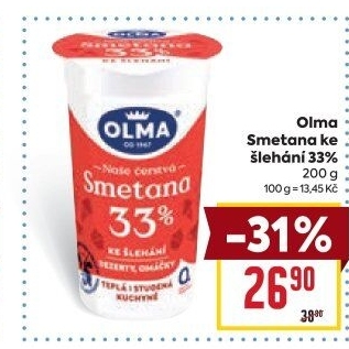 Smetana ke šlehání Olma 33%