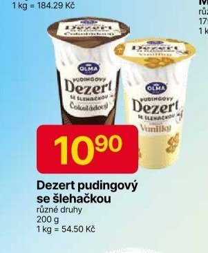 Dezert pudingový se šlehačkou