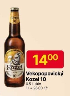 Pivo světlé výčepní 10°Velkopopovický Kozel