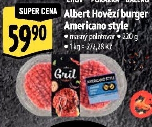Hovězí burger Americano style Albert Gril