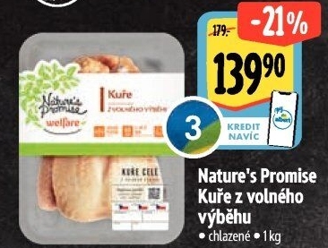 Kuře z volného výběhu Nature'