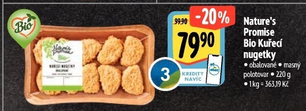 Kuřecí nugetky obalované bio Nature'