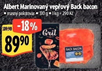 Marinovaný vepřový Back Bacon Albert Gril