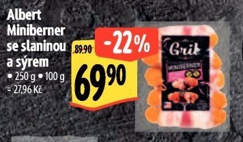 Miniberner se slaninou a sýrem Albert Gril