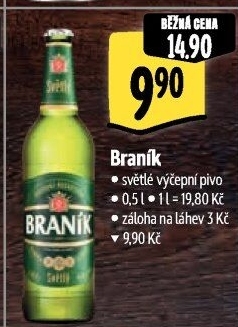 Pivo světlé výčepní 10° Braník