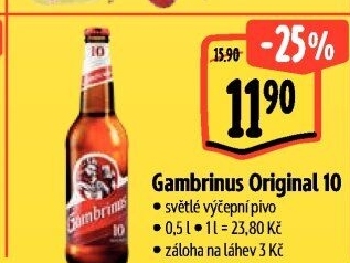 Pivo světlé výčepní Originál 10° Gambrinus
